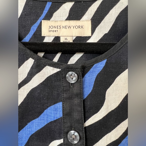 JONES NEW YORK XL 100% Linen 3/4 Sleeve Animal Print No Iron Tunic Top - Picture 3 of 5